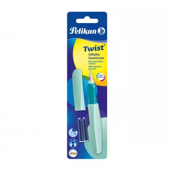 Pelikan Twist P457 täitesulepea, Mint, keskmine tera, roostevaba teras, kassett-täitmine, kahekäeline, Saksamaa