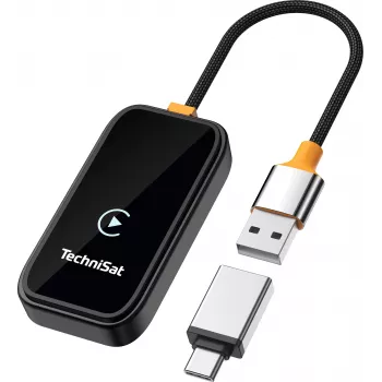 TechniSat Technicast 100 traadita CarPlay & Android Auto adapter – must, USB-C, Plug & Play
