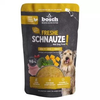 BOSCH Freshe Schnauze Mono-Proteiin märg koeratoit kanaga, kõrvitsa ja brokoliga – 250g kott