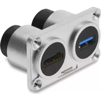 Delock Dual paneeli kinnituspesa USB 5 Gbps Type-A emane + HDMI emane 4K hõbedane