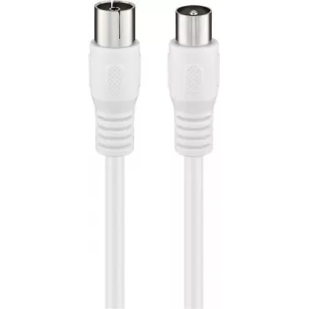 Wentronic Goobay Koaksiaalne antennikaabel, Class A+ varjestus >85 dB, topeltvarjestatud, 75 oomi, 1,5 m, valge, koaksiaalne isane koaksiaalsele emasele