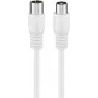 Wentronic Goobay Koaksiaalne antennikaabel, Class A+ varjestus >85 dB, topeltvarjestatud, 75 oomi, 1,5 m, valge, koaksiaalne isane koaksiaalsele emasele