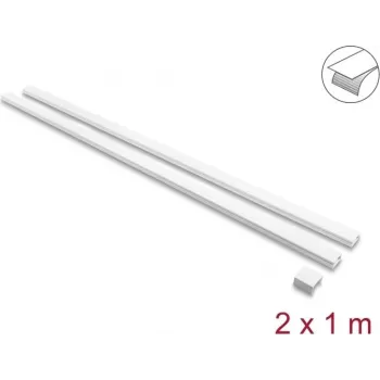 Delock isekleepuv kaablikanal libiseva kaanega 30 x 14 mm koos ühendusdetailiga - 1 m, 2-pakk, valge