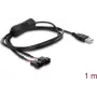 Delock USB Type-A isane 2 x 4-pin ventilaatori ühenduskaabel lülitiga, 1 m, must