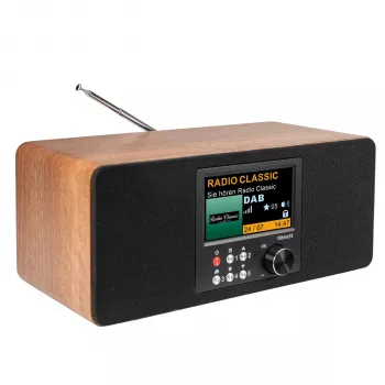Albrecht DR 864 Stereo DAB+ FM-raadio Bluetoothiga, puitkabinetiga, 2x7W RMS, 2,4 inch TFT-värviekraaniga, kahekordse alarmiga, AUX-sisendiga, kõrvaklapipesaga, USB-laadimisega, kaugjuhtimispuldiga