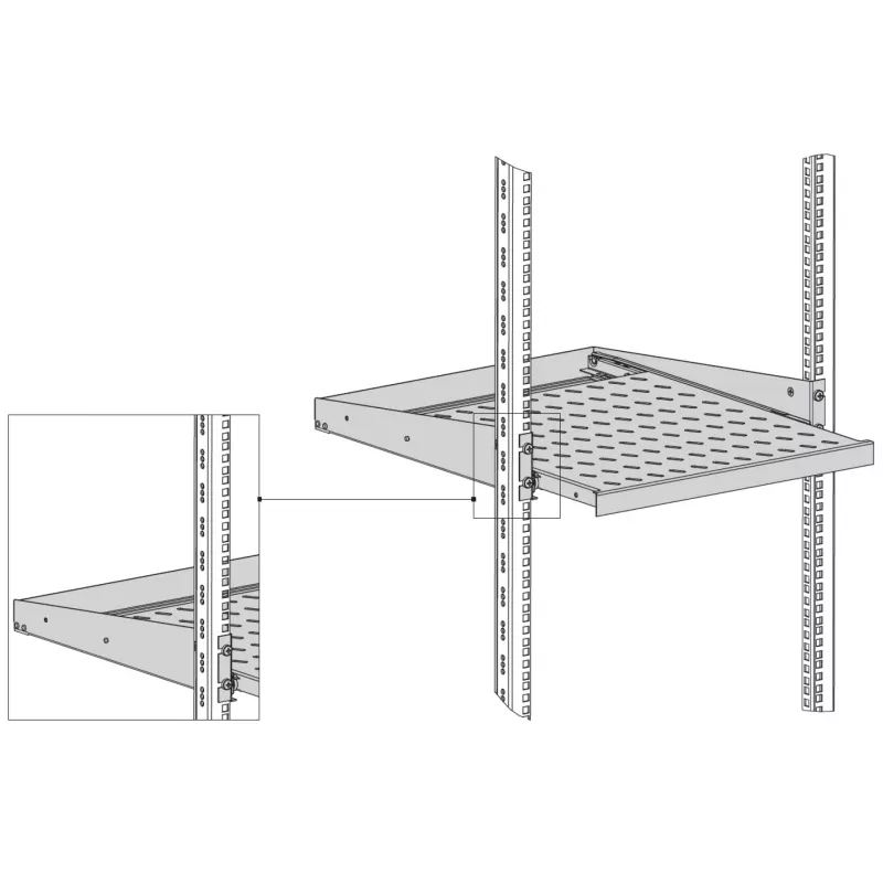 EFB Elektronik 19 inch 2U väljatõmmatav riiul, 355 mm sügav, esikinnitus, 20 kg, helehall RAL 7035