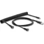 Delock Magnetiline spiraalkaabel USB 2.0 Type-A isane Pogo 4-pin isane + USB Type-C isane Pogo 4-pin emane adapterikomplekt must 1,5 m