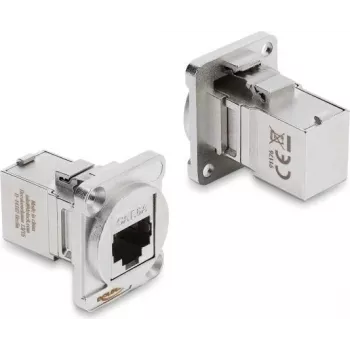 Delock D-Type moodul RJ45 emane-emane 90° nurga all Cat.6A hõbedane