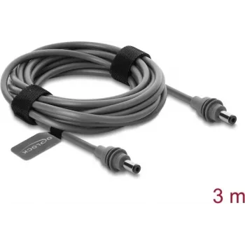 Delock 91824 DC 5,5 x 2,1 mm kuni DC 5,5 x 2,1 mm toitekaabel Starlink Mini jaoks, 3 m, hall
