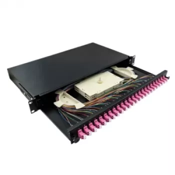 LogiLink 19-tolline 1U 24-pordiline LC Duplex OM4 multimoodne splaissikarp jaotuspaneel, must