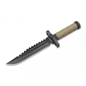 Boker Magnum M-Spec ellujäämisnuga 02SC005 fikseeritud tera 440A teras G-10 käepide Kydex-tupp tule süütaja ja teritajaga