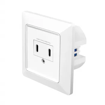 LogiLink seinakontakt 2 pordiga USB-C laadijaga, 25W PD