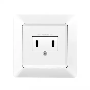LogiLink seinakontakt 2 pordiga USB-C laadijaga, 25W PD