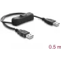Delock USB-toitekaabel Type-A isane-isane lülitiga 0,5 m