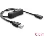 Delock USB-toitekaabel Type-A isane USB Type-C emane lülitiga 0,5 m