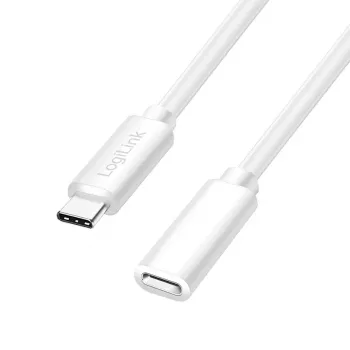 LogiLink USB 2.0 Type-C pikenduskaabel, C/I - C/E, 480 Mbps, 60W, valge, 3 m
