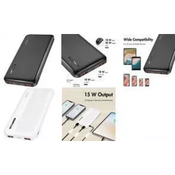 LogiLink PA0372W Power Bank 10000 mAh Valge - 20W PD & QC 3.0, Dual USB-A & USB-C