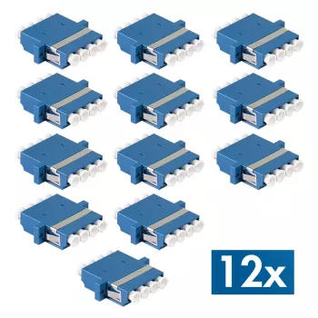 LogiLink LC Quad fiiberoptiline adapter, 12-pakk, sinine, äärikuga kinnitus, single-mode