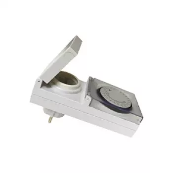 LogiLink ET0006 Välitingimustes kasutatav mehaaniline taimer, IP44, 3680 W, 16 A, päevaprogramm, 96 segmenti, 15-minutilised intervallid, Schuko, must/hall