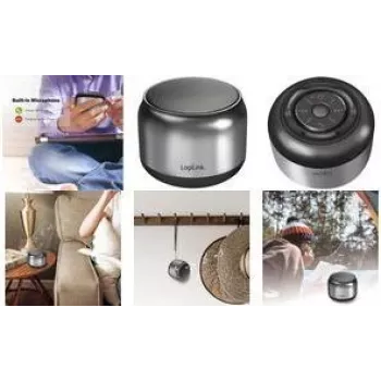 LogiLink SP0063H Bluetooth 5.1 TWS kaasaskantav kõlar, tumehall/must, käed-vabad, 10 m ulatus
