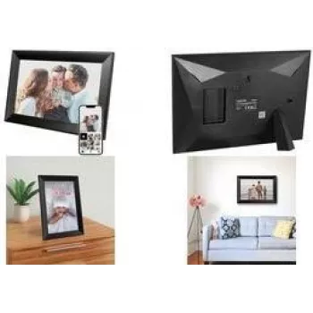 LogiLink Digitaalne fotoraam 10,1 tolli IPS puuteekraaniga Wi-Fi Uhale rakendusega, must