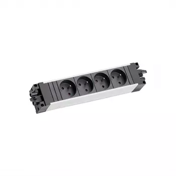 Bachmann STEP ALU 6x UTE GST18 Prantsusmaa – 6-pesaline alumiiniumist toiteplokk GST18 sisendiga, 230V/16A, 3680W, hõbe/must