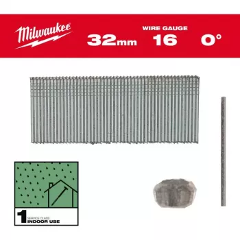 Milwaukee 16 Gauge 25 mm Sirged Brad naelad M18 FN16GS jaoks (5000 tk pakend)
