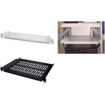 LogiLink 19-tolline fikseeritud riiul 1U, 300 mm sügav, must RAL 9005, teras, max 15 kg