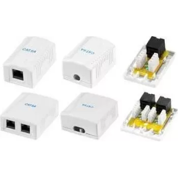 LogiLink Cat.6A pinnakinnituskarp, 2x RJ45, valge (sarnane RAL 9003), klass EA, varjestatud, 10G, 500MHz, LSA, ISO/IEC 11801