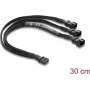 Delock ventilaatori jaoturkaabel 1 x 4-pin PWM emane kuni 2 x 4-pin PWM isane (teine 3-pin ühendatud) punutud varrukaga 30 cm must