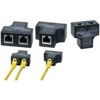 LogiLink RJ45 ühenduse jagaja, 1:1 paralleelne T-adapter, 1x RJ45 emane kuni 2x RJ45 emane, must (MP0138)