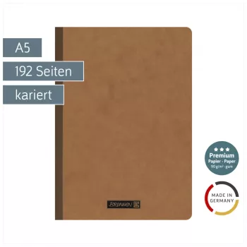 Brunnen FACT!plus A5 ruuduline märkmik, 96 lehte, pruun