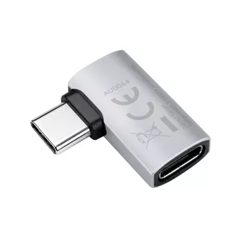 LogiLink USB4 Type-C 90° adapter, C/M kuni C/F, 40 Gbps, 240W, 8K/60Hz, alumiinium, hõbedane