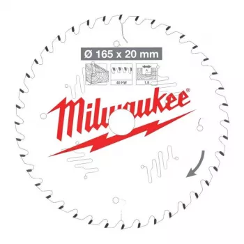 Milwaukee ketassae tera 160mm x 20mm avaga 48T TCT puhas lõige puidule CSB P W
