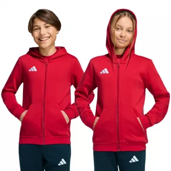 adidas Entrada 26 täispika tõmblukuga laste dressipluus punane KH1781 152cm