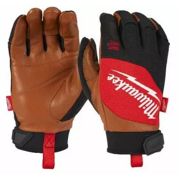 Milwaukee nahkkindad L/9 Hybrid - must/punane, puuteekraaniga, EN 388, tugevdatud peopesa