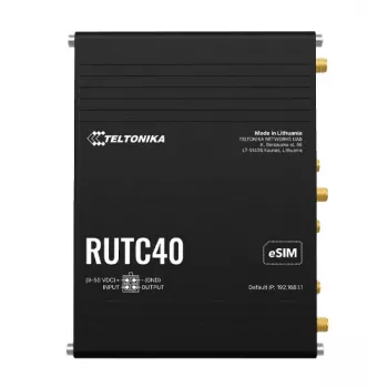Teltonika Networks RUTC40 tööstuslik 4G LTE Cat 6 kaheribaline Wi-Fi 5 gigabitine ruuter kahe SIM-kaardi, GNSS-i ja Ühendkuningriigi toiteadapteriga