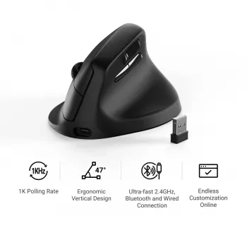 Keychron M5-A29 Vertikaalne PixArt 3311 1K Must Ergonoomiline Traadita mänguhiir