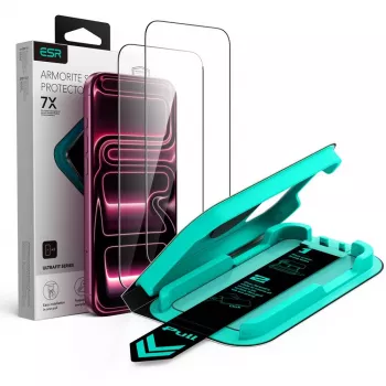 ESR UltraFit Armorite karastatud klaasist ekraanikaitse 2-pakk iPhone 17 Pro / 18 Pro jaoks – must