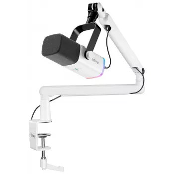 FIFINE TAM8W dünaamiline XLR/USB taskuhäälingumikrofon koos poomhoovaga, valge