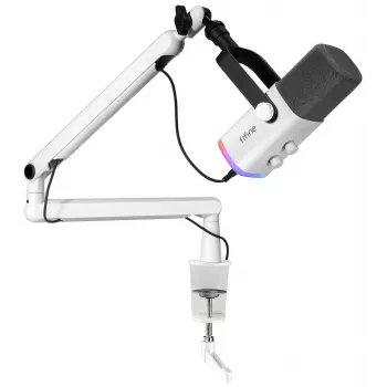FIFINE TAM8W dünaamiline XLR/USB taskuhäälingumikrofon koos poomhoovaga, valge