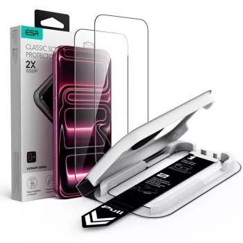 ESR Ultra-Fit Classic karastatud klaasist ekraanikaitse 2-pakk iPhone 17 Pro / 18 Pro jaoks - must