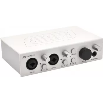 ESI Neva OTG 2x2 USB-C heliliides 24-bit/192kHz, XLR/TRS komboga, Hi-Z, +48V fantoomtoide, otsene monitooring, siinivõimsusega PC, Mac, iOS, Android jaoks