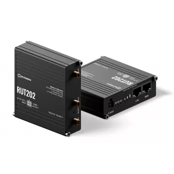 Teltonika Networks RUT202 4G LTE Wi-Fi ruuter, Dual SIM, 2x Ethernet, DIN-liist/seinale kinnitatav, alumiinium