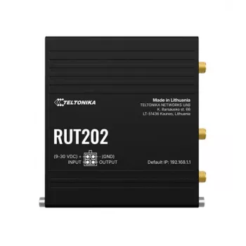 Teltonika Networks RUT202 4G LTE Wi-Fi ruuter, Dual SIM, 2x Ethernet, DIN-liist/seinale kinnitatav, alumiinium