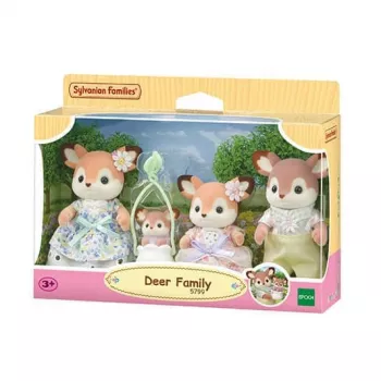 EPOCH Sylvanian Families Hirveperekond - 4 kollektsioneeritavat kujukest (isa, ema, tüdruk, poiss) eemaldatavate riietega, fliisist plastik, vanus 3+