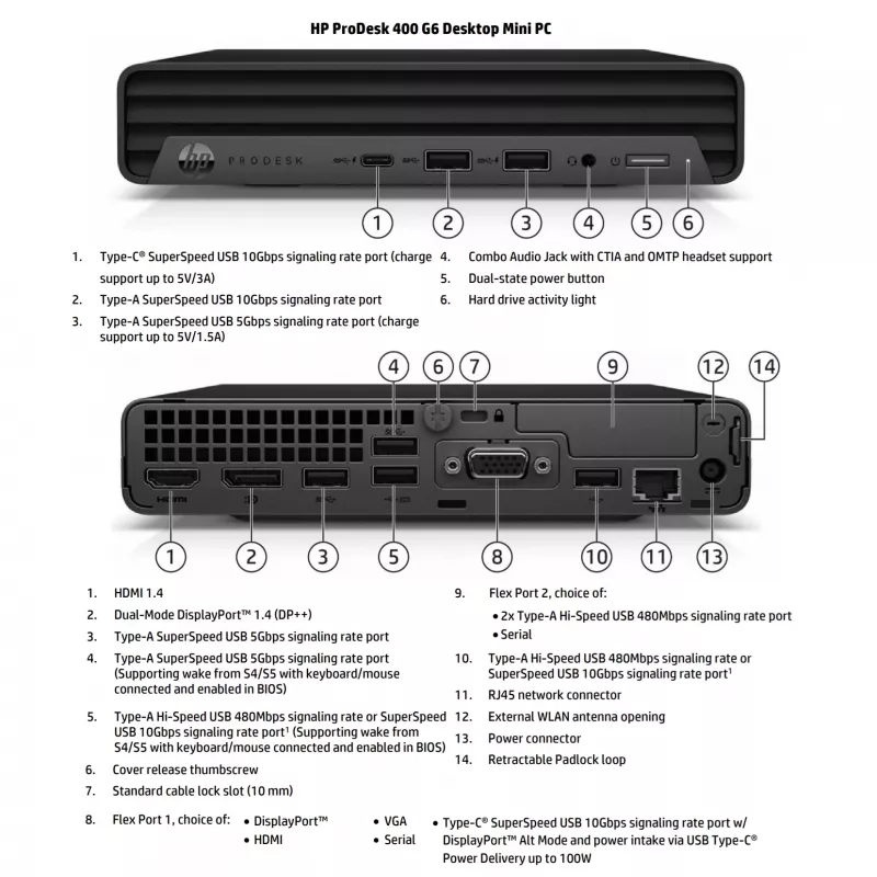 HP Renewed Grade A ProDesk 400 G6 Mini arvuti - Intel Core i5-10500T, 16GB RAM, 256GB SSD, Intel UHD Graphics 630, Windows 11 Pro