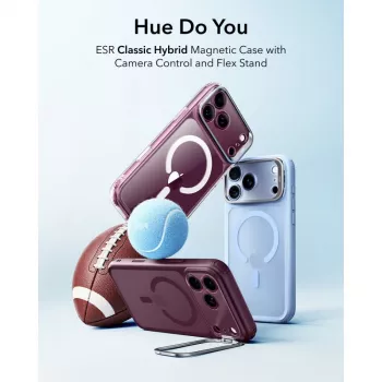 ESR Classic Hybrid Kickstand MagSafe-ümbris iPhone 17 Pro / 18 Pro jaoks - Frosted Deep Burgundy