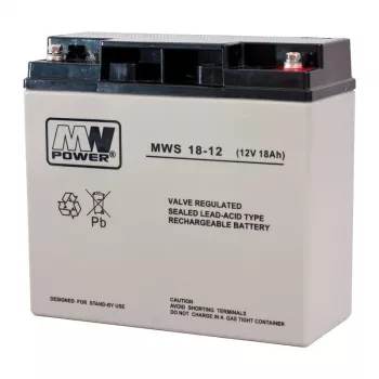 MPL POWER ELEKTRO MPL MW POWER MWS 18-12 UPS-aku Plii-hape Akumulaator VRLA AGM Hooldusvaba 12 V 18 Ah Must, Hall