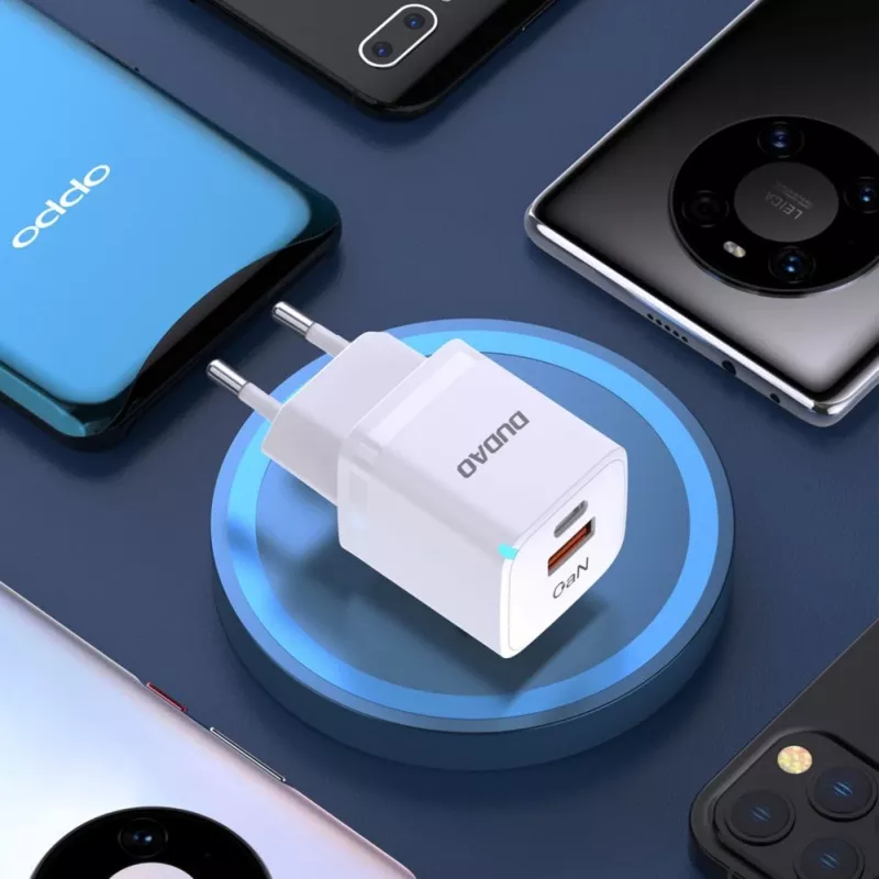 DUDAO A13Pro EU GaN 33W PPS USB-C/USB seinadapter - Valge